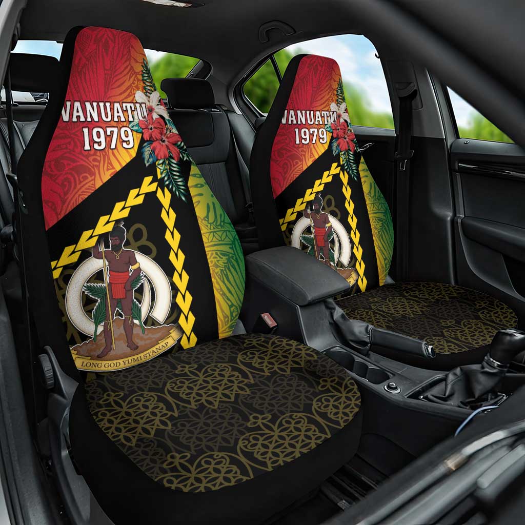 Happy Vanuatu Constitution Day Car Seat Cover Flag Style With Sand Drawing Pattern LT05 One Size Red - Polynesian Pride