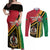 Happy Vanuatu Constitution Day Couples Matching Off Shoulder Maxi Dress and Long Sleeve Button Shirt Flag Style With Sand Drawing Pattern