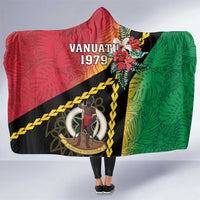 Happy Vanuatu Constitution Day Hooded Blanket Flag Style With Sand Drawing Pattern LT05 One Size Red - Polynesian Pride