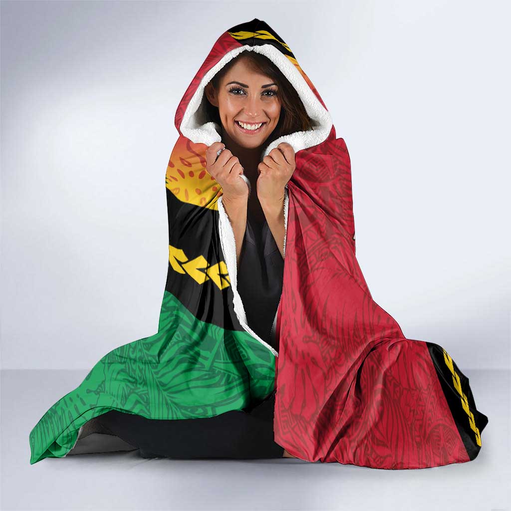 Happy Vanuatu Constitution Day Hooded Blanket Flag Style With Sand Drawing Pattern LT05 - Polynesian Pride