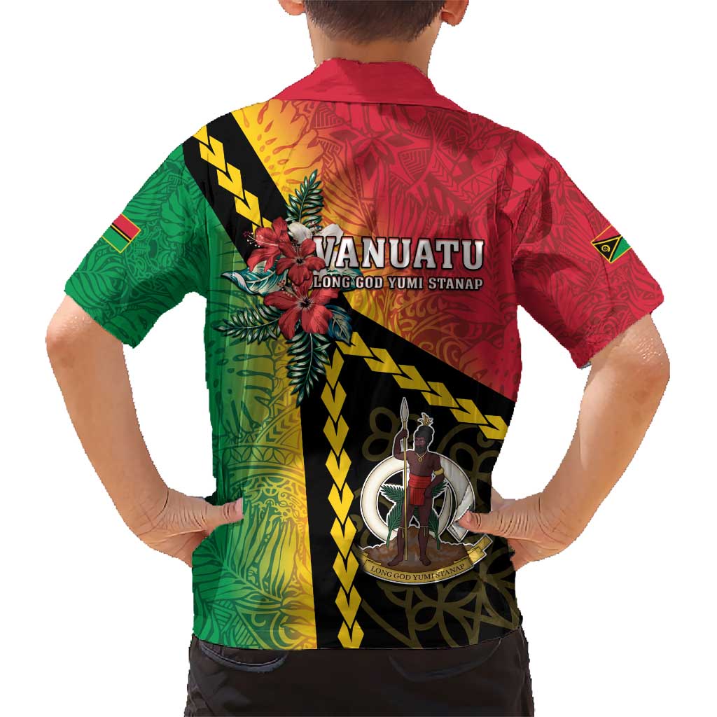 Happy Vanuatu Constitution Day Kid Hawaiian Shirt Flag Style With Sand Drawing Pattern LT05 - Polynesian Pride