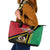 Happy Vanuatu Constitution Day Leather Tote Bag Flag Style With Sand Drawing Pattern