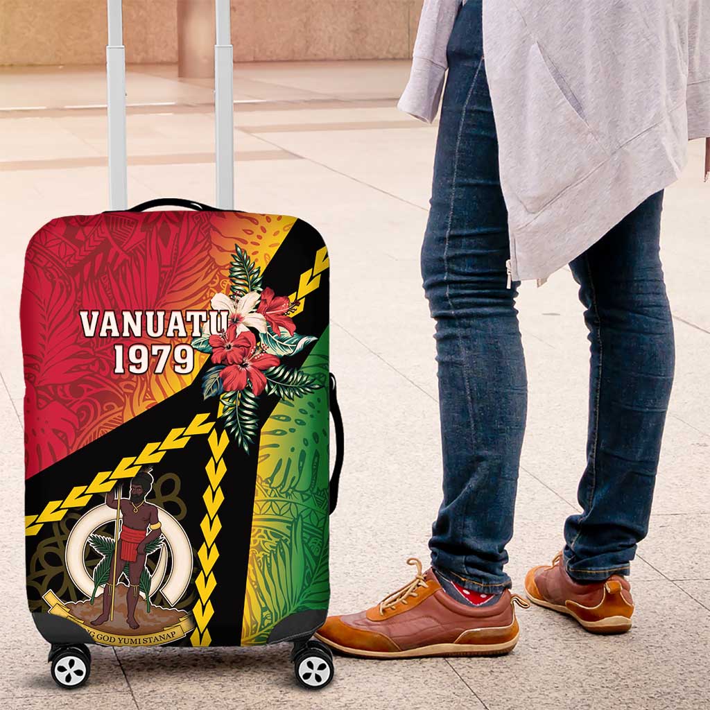 Happy Vanuatu Constitution Day Luggage Cover Flag Style With Sand Drawing Pattern LT05 Red - Polynesian Pride
