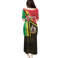 Happy Vanuatu Constitution Day Puletasi Flag Style With Sand Drawing Pattern LT05 - Polynesian Pride