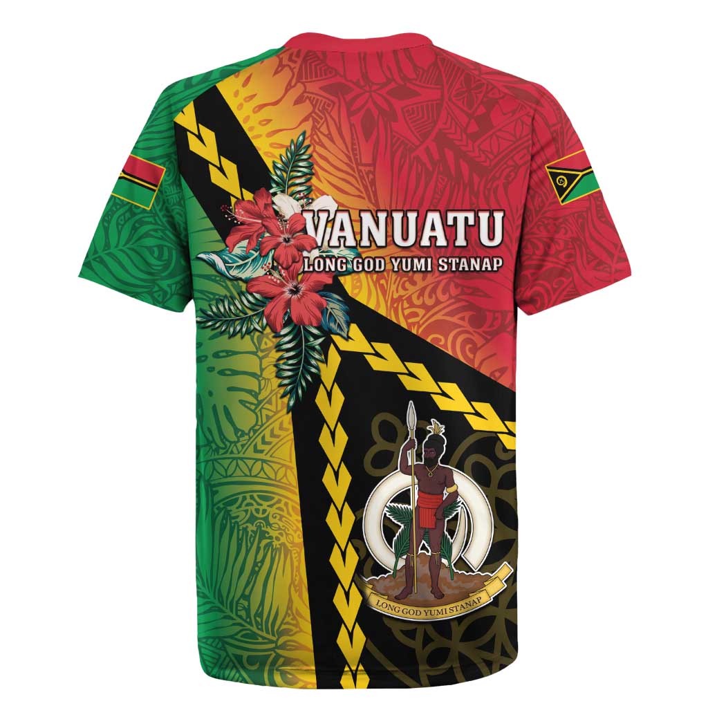 Happy Vanuatu Constitution Day Rugby Jersey Flag Style With Sand Drawing Pattern LT05 - Polynesian Pride