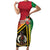 Happy Vanuatu Constitution Day Short Sleeve Bodycon Dress Flag Style With Sand Drawing Pattern