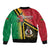 Happy Vanuatu Constitution Day Sleeve Zip Bomber Jacket Flag Style With Sand Drawing Pattern