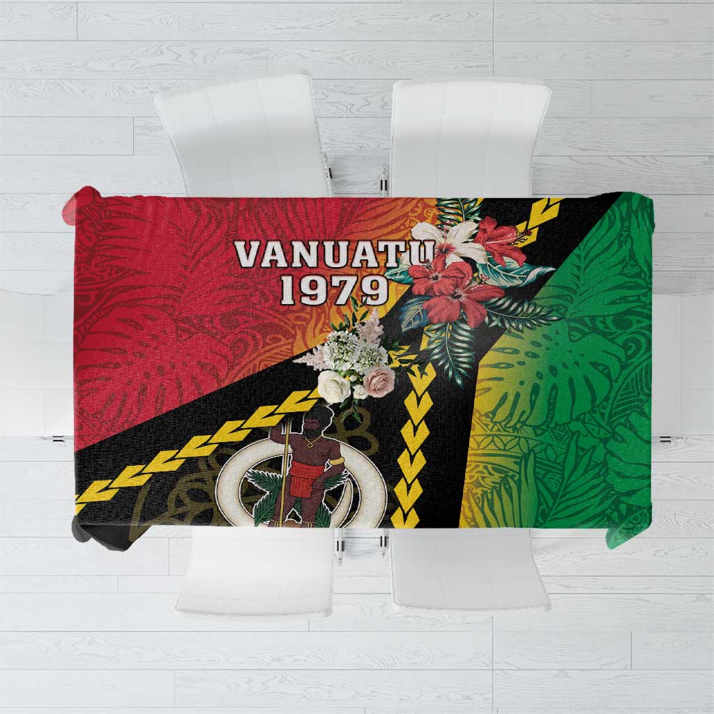 Happy Vanuatu Constitution Day Tablecloth Flag Style With Sand Drawing Pattern