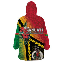 Happy Vanuatu Constitution Day Wearable Blanket Hoodie Flag Style With Sand Drawing Pattern LT05 - Polynesian Pride