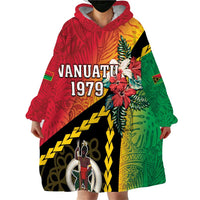Happy Vanuatu Constitution Day Wearable Blanket Hoodie Flag Style With Sand Drawing Pattern LT05 - Polynesian Pride