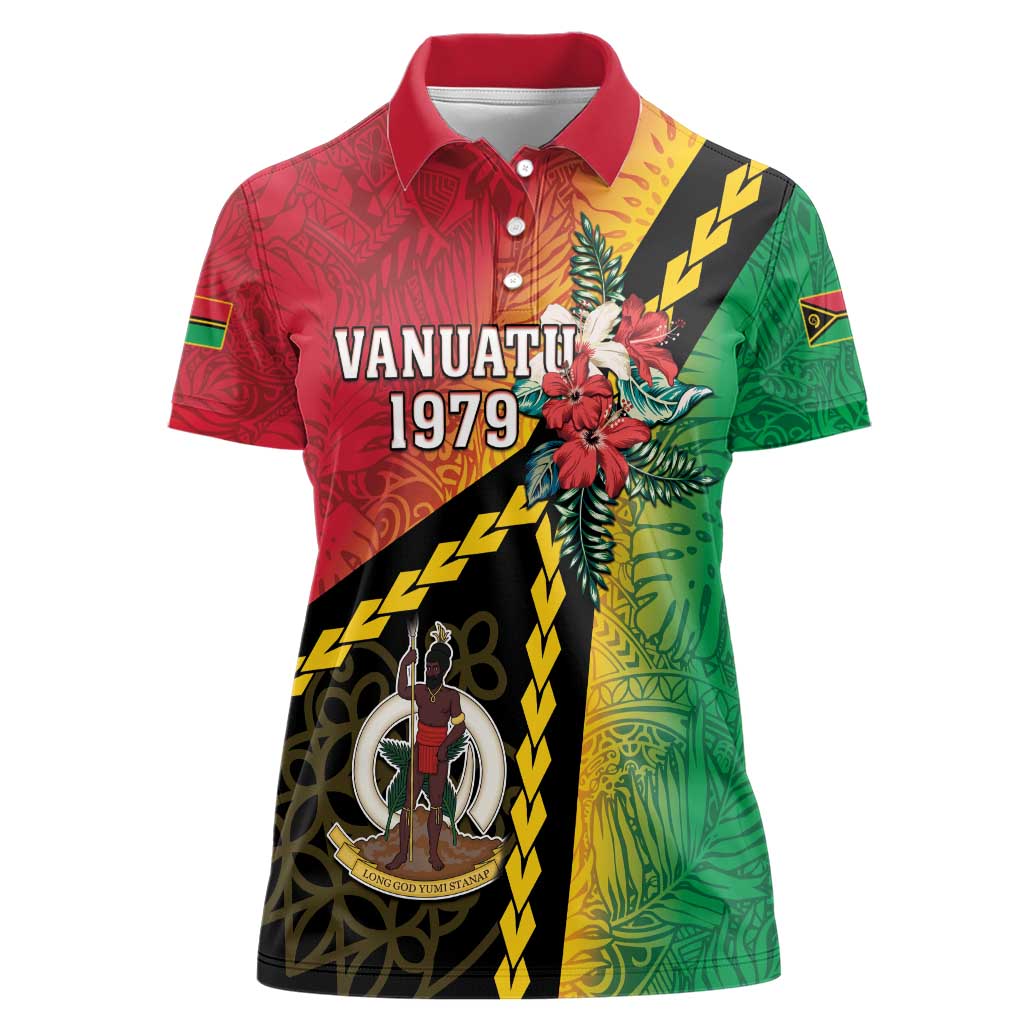 Happy Vanuatu Constitution Day Women Polo Shirt Flag Style With Sand Drawing Pattern LT05 Female Red - Polynesian Pride