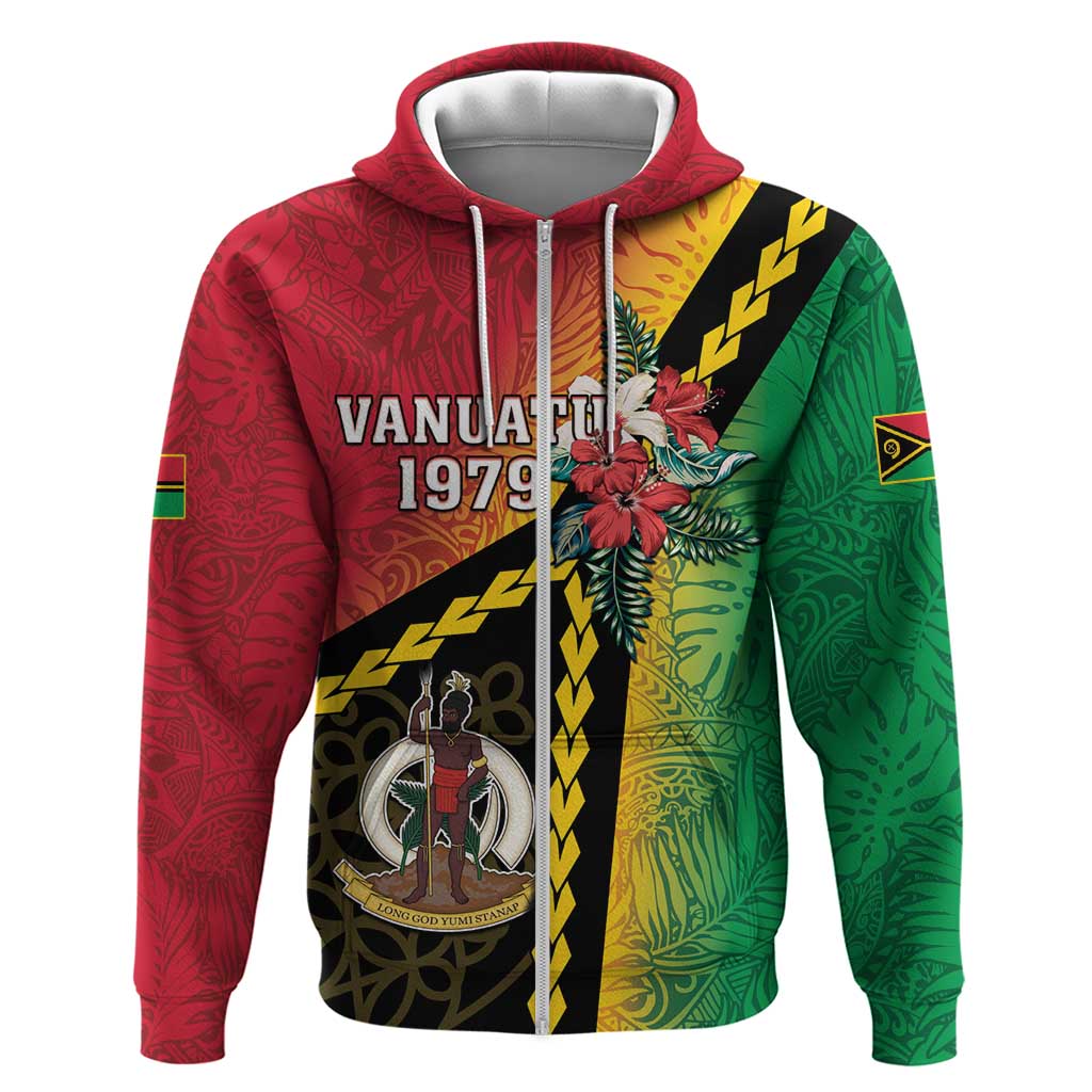 Happy Vanuatu Constitution Day Zip Hoodie Flag Style With Sand Drawing Pattern LT05 Zip Hoodie Red - Polynesian Pride