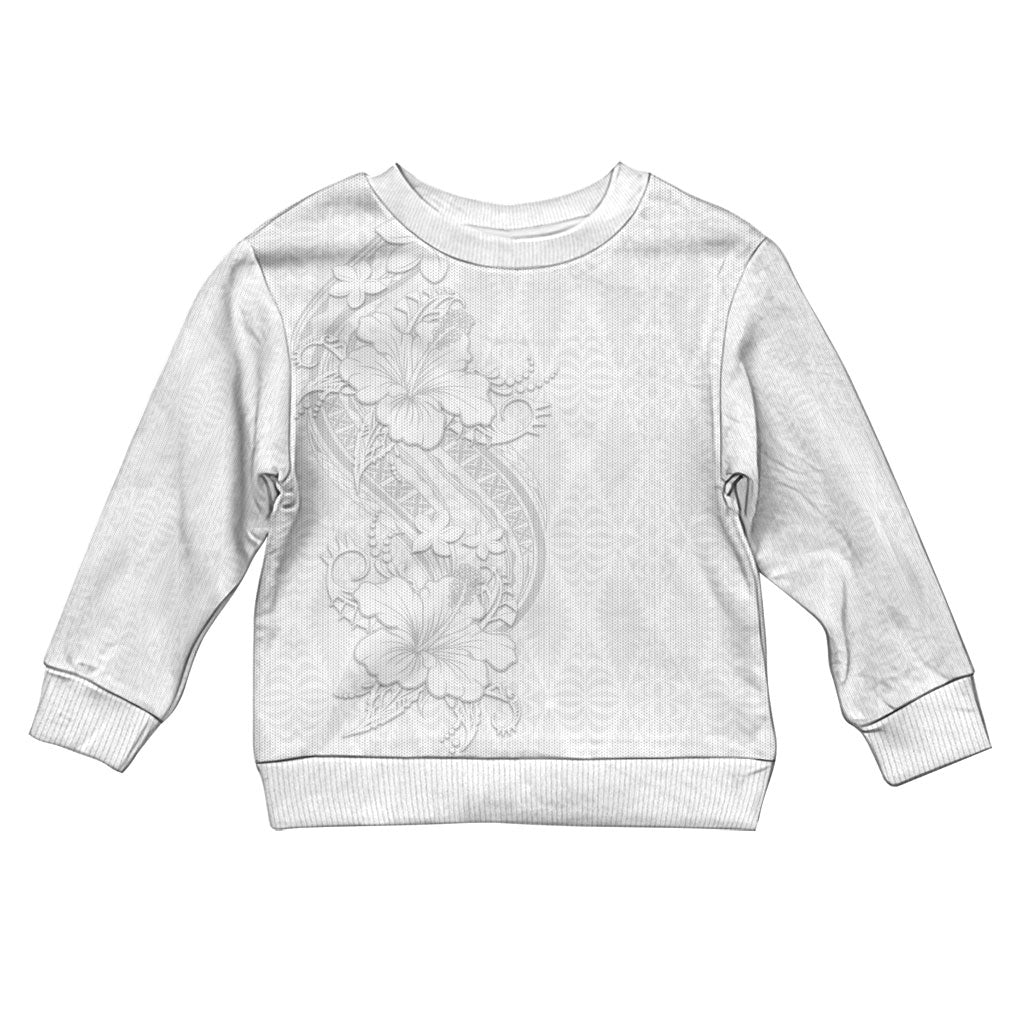 Tokelau White Sunday Kid Ugly Christmas Sweater Elegant Hibiscus Polynesian Tribal Pattern LT05 Kid White - Polynesian Pride