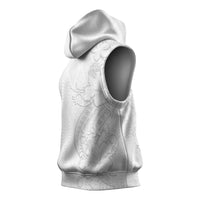 Tokelau White Sunday Sleeveless Hoodie Elegant Hibiscus Polynesian Tribal Pattern LT05 - Polynesian Pride