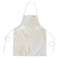 Tonga White Sunday Apron Lotu Tamaiti Tongan Kupesi Pattern LT05 Beige - Polynesian Pride