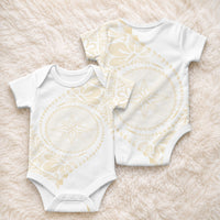 Tonga White Sunday Baby Onesie Lotu Tamaiti Tongan Kupesi Pattern LT05 - Polynesian Pride