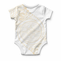 Tonga White Sunday Baby Onesie Lotu Tamaiti Tongan Kupesi Pattern LT05 - Polynesian Pride