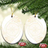 Tonga White Sunday Ceramic Ornament Lotu Tamaiti Tongan Kupesi Pattern
