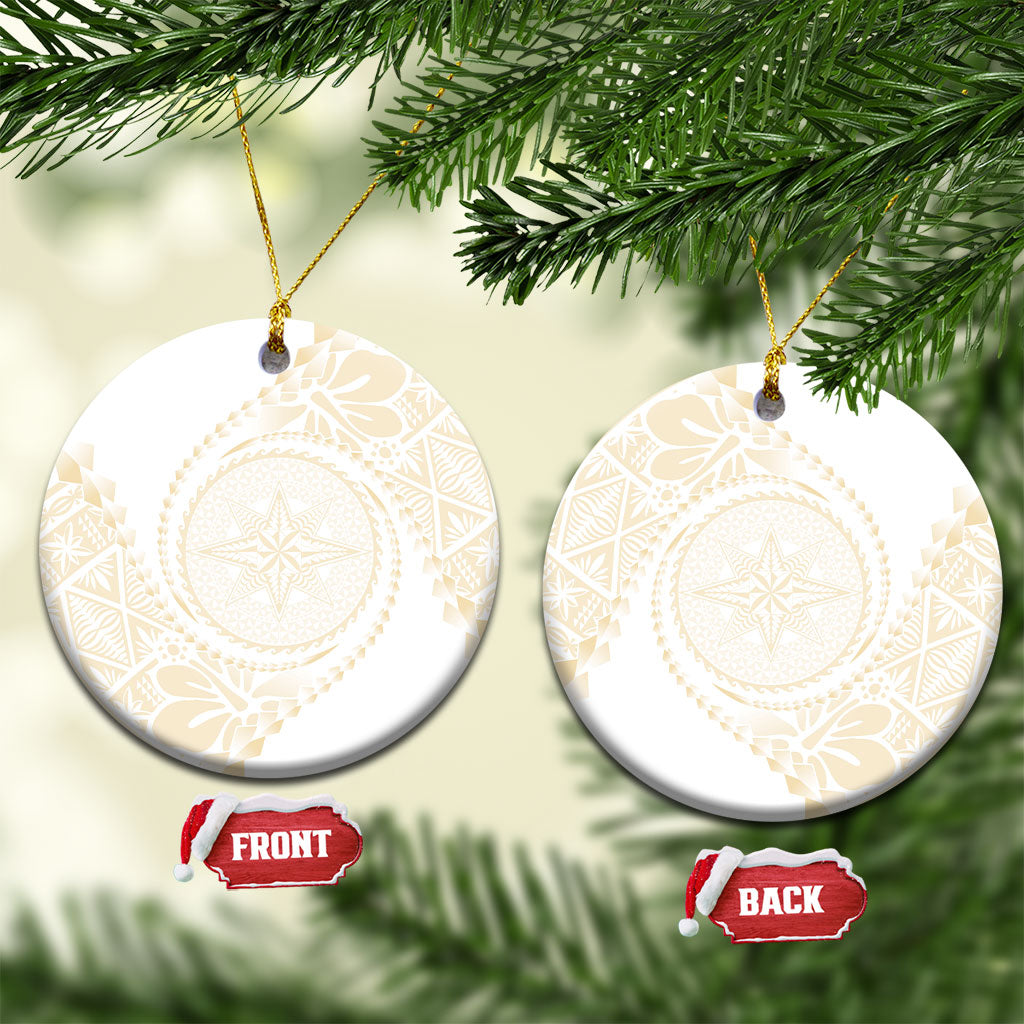 Tonga White Sunday Ceramic Ornament Lotu Tamaiti Tongan Kupesi Pattern