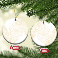 Tonga White Sunday Ceramic Ornament Lotu Tamaiti Tongan Kupesi Pattern