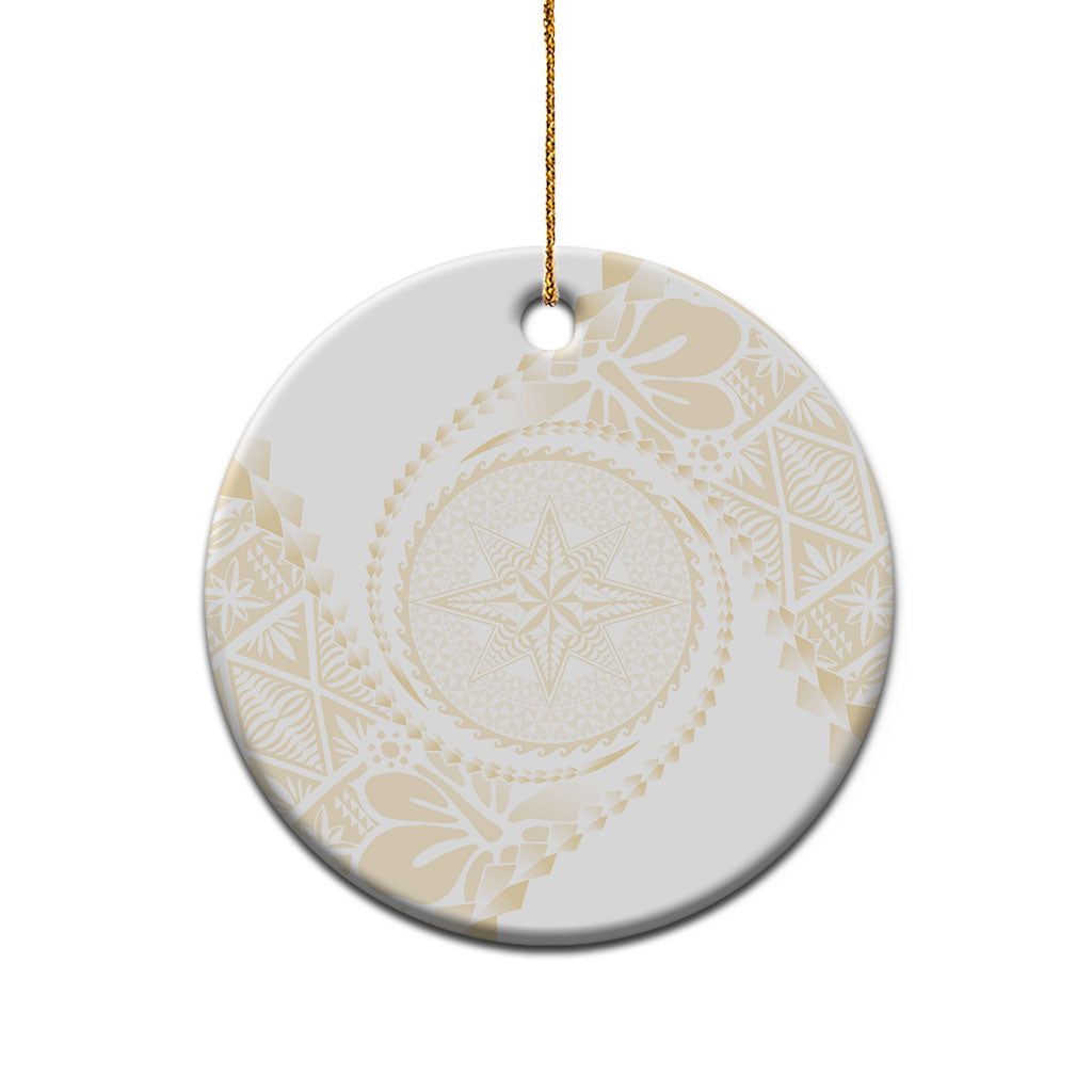 Tonga White Sunday Ceramic Ornament Lotu Tamaiti Tongan Kupesi Pattern