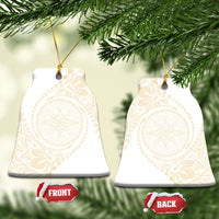 Tonga White Sunday Ceramic Ornament Lotu Tamaiti Tongan Kupesi Pattern