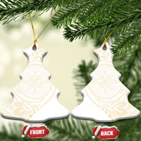 Tonga White Sunday Ceramic Ornament Lotu Tamaiti Tongan Kupesi Pattern
