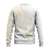 Tonga White Sunday Ugly Christmas Sweater Lotu Tamaiti Tongan Kupesi Pattern LT05 - Polynesian Pride