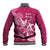 Breast Cancer Awareness Baseball Jacket Ribbon Polynesian Pattern Pink Version LT05 - Polynesian Pride