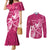 Breast Cancer Awareness Couples Matching Mermaid Dress and Long Sleeve Button Shirts Ribbon Polynesian Pattern Pink Version LT05 Pink - Polynesian Pride