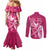 Breast Cancer Awareness Couples Matching Mermaid Dress and Long Sleeve Button Shirts Ribbon Polynesian Pattern Pink Version LT05 - Polynesian Pride