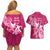 Breast Cancer Awareness Couples Matching Off Shoulder Short Dress and Hawaiian Shirt Ribbon Polynesian Pattern Pink Version LT05 - Polynesian Pride