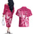 Breast Cancer Awareness Couples Matching Off The Shoulder Long Sleeve Dress and Hawaiian Shirt Ribbon Polynesian Pattern Pink Version LT05 - Polynesian Pride