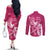 Breast Cancer Awareness Couples Matching Off The Shoulder Long Sleeve Dress and Long Sleeve Button Shirts Ribbon Polynesian Pattern Pink Version LT05 - Polynesian Pride