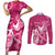 Breast Cancer Awareness Couples Matching Short Sleeve Bodycon Dress and Long Sleeve Button Shirts Ribbon Polynesian Pattern Pink Version LT05 Pink - Polynesian Pride