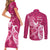 Breast Cancer Awareness Couples Matching Short Sleeve Bodycon Dress and Long Sleeve Button Shirts Ribbon Polynesian Pattern Pink Version LT05 - Polynesian Pride