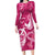 Breast Cancer Awareness Family Matching Long Sleeve Bodycon Dress and Hawaiian Shirt Ribbon Polynesian Pattern Pink Version LT05 Mom's Dress Pink - Polynesian Pride