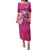 Breast Cancer Awareness Family Matching Puletasi Dress and Hawaiian Shirt Ribbon Polynesian Pattern Pink Version LT05 Mom's Dress Pink - Polynesian Pride