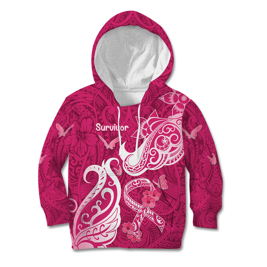 Breast Cancer Awareness Kid Hoodie Ribbon Polynesian Pattern Pink Version LT05 Pink - Polynesian Pride