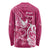 Breast Cancer Awareness Long Sleeve Shirt Ribbon Polynesian Pattern Pink Version LT05 - Polynesian Pride