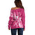 Breast Cancer Awareness Off Shoulder Sweater Ribbon Polynesian Pattern Pink Version LT05 - Polynesian Pride