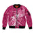 Breast Cancer Awareness Sleeve Zip Bomber Jacket Ribbon Polynesian Pattern Pink Version LT05 Unisex Pink - Polynesian Pride