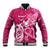 Personalized Breast Cancer Awareness Baseball Jacket Ribbon Polynesian Pattern Pink Version LT05 Unisex Pink - Polynesian Pride