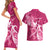 Personalized Breast Cancer Awareness Couples Matching Short Sleeve Bodycon Dress and Hawaiian Shirt Ribbon Polynesian Pattern Pink Version LT05 - Polynesian Pride