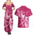 Personalized Breast Cancer Awareness Couples Matching Summer Maxi Dress and Hawaiian Shirt Ribbon Polynesian Pattern Pink Version LT05 - Polynesian Pride