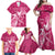 Personalized Breast Cancer Awareness Family Matching Off Shoulder Maxi Dress and Hawaiian Shirt Ribbon Polynesian Pattern Pink Version LT05 - Polynesian Pride