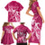 Personalized Breast Cancer Awareness Family Matching Short Sleeve Bodycon Dress and Hawaiian Shirt Ribbon Polynesian Pattern Pink Version LT05 - Polynesian Pride