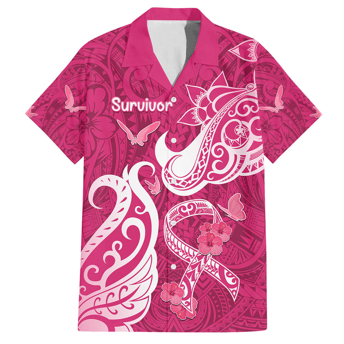 Personalized Breast Cancer Awareness Kid Hawaiian Shirt Ribbon Polynesian Pattern Pink Version LT05 Kid Pink - Polynesian Pride