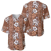 Hawaii Vintage Brown Hibiscus Tapa Pattern Baseball Jersey LT05 - Polynesian Pride