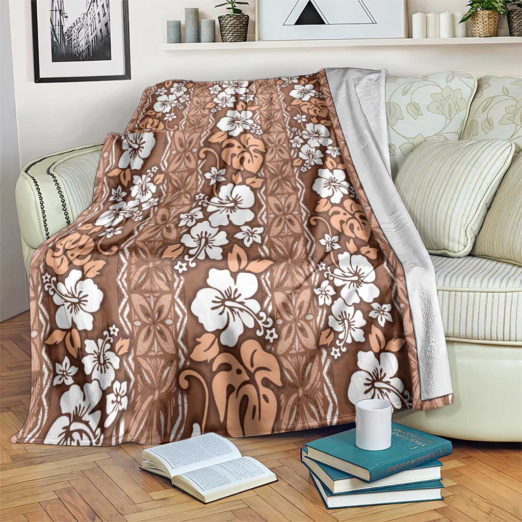 Hawaii Vintage Brown Hibiscus Tapa Pattern Blanket LT05 Brown - Polynesian Pride